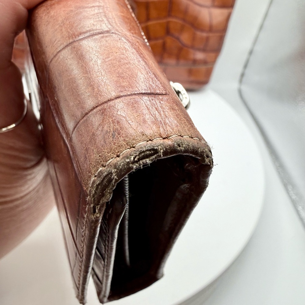 Vintage Dooney & Bourke Brown Croco Embossed Leather Hobo‎ Bag + Wallet USA - Picture 16 of 16